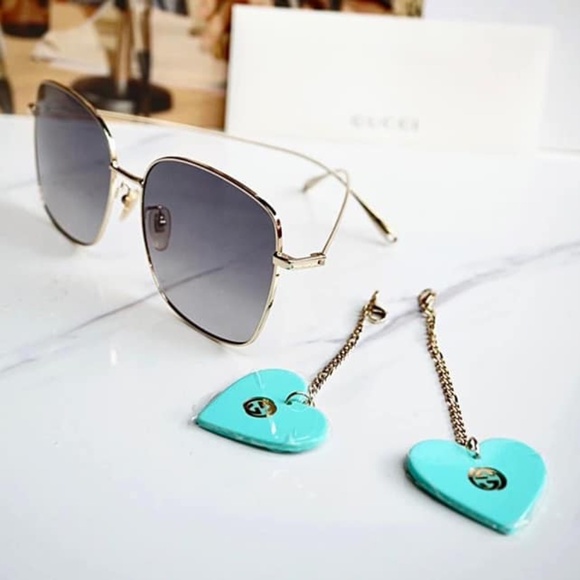 NEW Gucci Turquoise Gg1030sk- 003 Charm Sunglasses - Picture 1 of 8